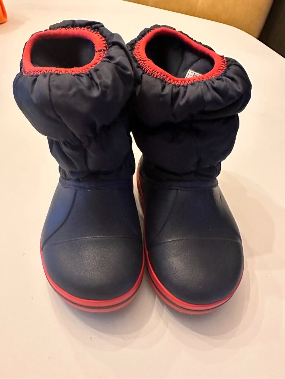 Crocs Toddler Winter Snow Boots Navy Blue Red Fleece Lined C6